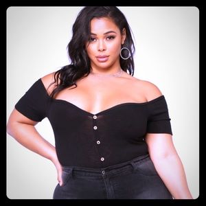 Fashion Nova Off Shoulder Bodysuit Black